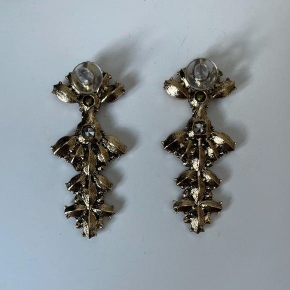 Jewel drop earrings autumn holiday hues crystals bohemian - Picture 3 of 4